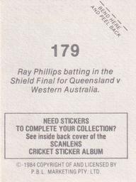 1984 Scanlens Cricket Stickers #179 Ray Phillips Back