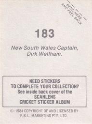 1984 Scanlens Cricket Stickers #183 Dirk Wellham Back