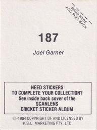 1984 Scanlens Cricket Stickers #187 Joel Garner Back