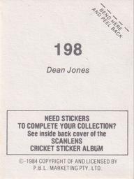 1984 Scanlens Cricket Stickers #198 Dean Jones Back
