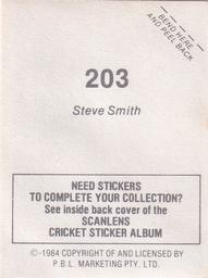 1984 Scanlens Cricket Stickers #203 Steve Smith Back