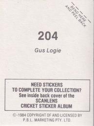 1984 Scanlens Cricket Stickers #204 Gus Logie Back