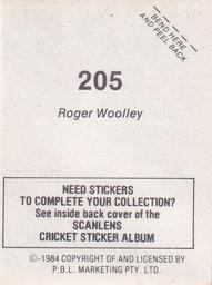 1984 Scanlens Cricket Stickers #205 Roger Woolley Back