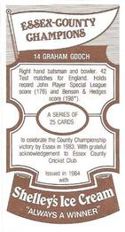 1984 Shelley's Ice Cream Essex County Cricket Champions #14 Graham Gooch Back