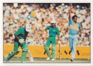 1985 Scanlens Cricket Stickers #17 Kapil Dev / Qasim Omar Front