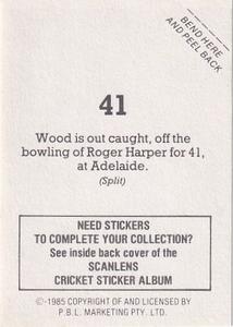 1985 Scanlens Cricket Stickers #41 Graeme Wood / Roger Harper Back