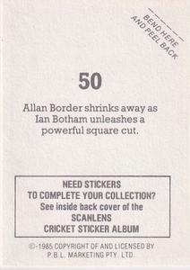 1985 Scanlens Cricket Stickers #50 Allan Border / Ian Botham Back
