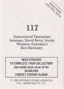1985 Scanlens Cricket Stickers #117 David Boon Back