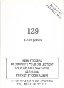 1985 Scanlens Cricket Stickers #129 Dean Jones Back