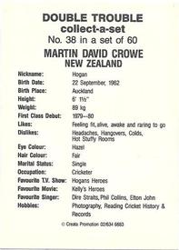 1985-86 A.P.D. Snack Foods Double Trouble Cricket #38 Martin David Crowe Back