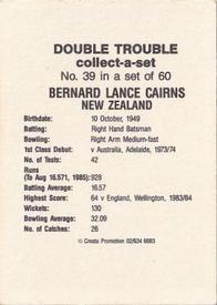 1985-86 A.P.D. Snack Foods Double Trouble Cricket #39 Bernard Lance Cairns Back