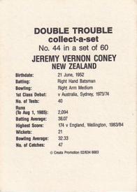 1985-86 A.P.D. Snack Foods Double Trouble Cricket #44 Jeremy Vernon Coney Back