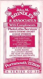 1986 John M. Brindley Australian Cricketers #16 Fred Spofforth Back