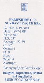 1987 John M. Brindley Hampshire Sunday League Era Cricket #12 Nick Pocock Back