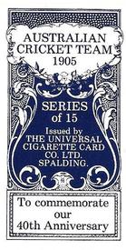 1987 Universal Cigarette Cards Australian Cricket Team 1905 #NNO Charles McLeod Back
