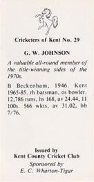 1986 Kent County Cricket Club Cricketers #29 Graham Johnson Back