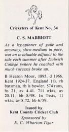 1986 Kent County Cricket Club Cricketers #34 Charles Marriott Back