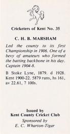 1986 Kent County Cricket Club Cricketers #35 Cloudesley Marsham Back