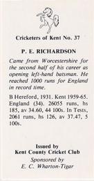 1986 Kent County Cricket Club Cricketers #37 Peter Richardson Back