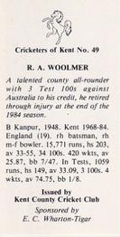 1986 Kent County Cricket Club Cricketers #49 Bob Woolmer Back