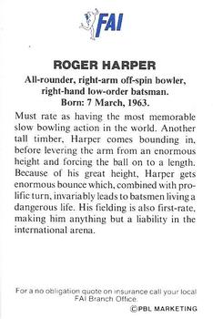 1989-90 FAI Insurance West Indies Cricket Team #NNO Roger Harper Back