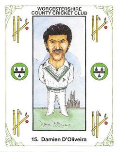 1989 Cofton Collections Worcestershire County Cricket Club #15 Damien D'Oliveira Front