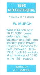1990 A.T. Marks 1892 Gloucestershire Cricketers  #NNO Bill Murch Back