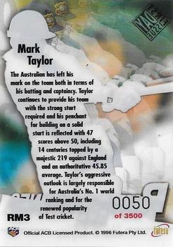 1996 Futera The Decider - Run Machines Acetate #RM3 Mark Taylor Back