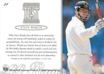 1996 Futera The Decider - Test Achievements Player Edition #21 Steve Waugh Back