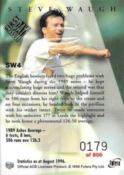 1996 Futera The Decider - Steve Waugh Platinum Player #SW4 Steve Waugh Back