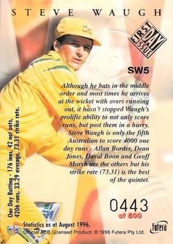 1996 Futera The Decider - Steve Waugh Platinum Player #SW5 Steve Waugh Back