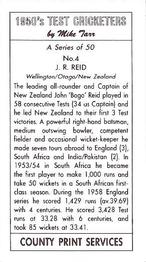 1992 County Print Services 1950's Test Cricketers #4 John Reid Back