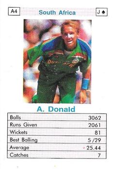 1996 Surana Top Trump ODI Cricket Bowlers #A4 Allan Donald Front