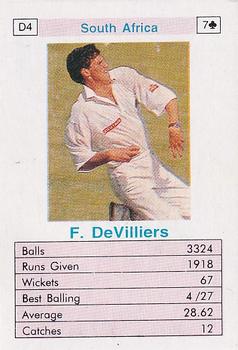 1996 Surana Top Trump ODI Cricket Bowlers #D4 Fanie de Villiers Front