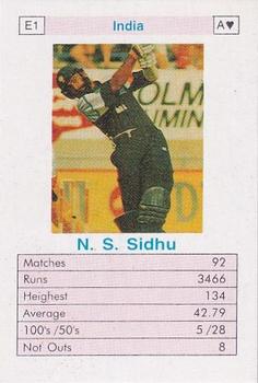 1996 Surana Top Trump ODI Cricket Batsmen #E1 Navjot Sidhu Front