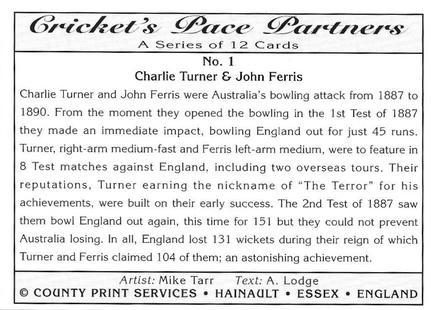 1995 County Print Services Cricket Pace Partners #1 Charlie Turner / John Ferris Back
