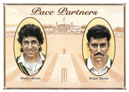1995 County Print Services Cricket Pace Partners #11 Wasim Akram / Waqar Younis Front