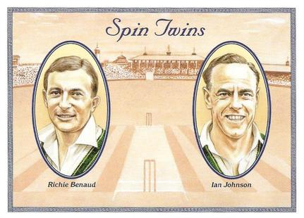 1995 County Print Services Cricket Spin Twins #6 Richie Benaud / Ian Johnson Front