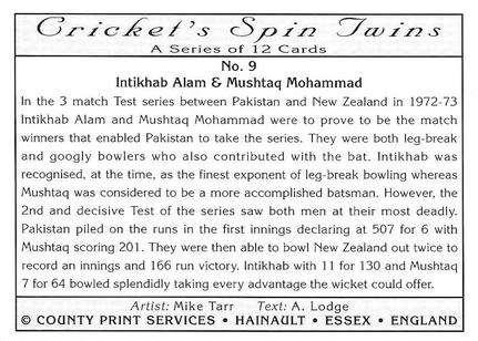 1995 County Print Services Cricket Spin Twins #9 Intikhab Alam / Mustaq Mohammad Back