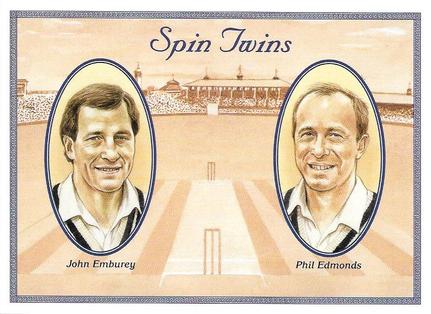 1995 County Print Services Cricket Spin Twins #11 John Emburey / Phil Edmonds Front