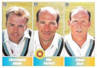 1995 Panini Cricket Stickers #4 Christopher Adams / Kim Barnett / Simon Base Front