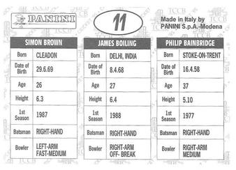 1995 Panini Cricket Stickers #11 Phillip Bainbridge / James Bolling / Simon Brown Back