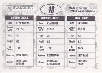 1995 Panini Cricket Stickers #18 John H. Childs / Darren Cousins / Graham Gooch Back