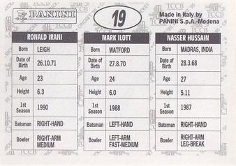 1995 Panini Cricket Stickers #19 Nasser Hussain / Mark Ilot / Ronald Irani Back