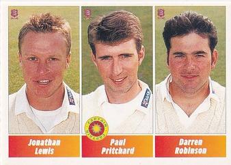 1995 Panini Cricket Stickers #20 Jonathan Lewis / Paul Prichard / Darren Robinson Front