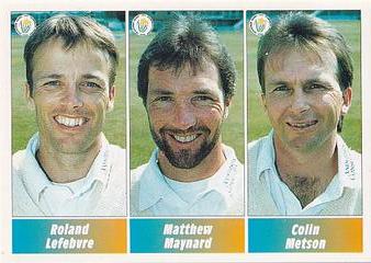 1995 Panini Cricket Stickers #35 Roland Lefebvre / Matthew Maynard / Colin Metson Front