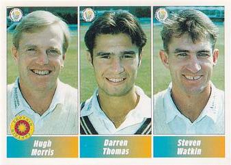 1995 Panini Cricket Stickers #36 Hugh Morris / Darren Thomas / Steven Watkin Front
