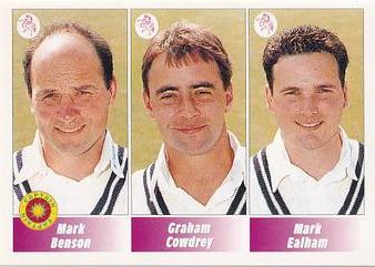 1995 Panini Cricket Stickers #62 Mark Benson / Graham Cowdrey / Mark Ealham Front
