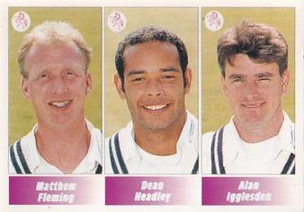 1995 Panini Cricket Stickers #63 Matthew Fleming / Dean Headley / Alan Igglesden Front