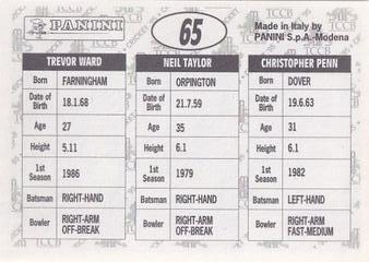 1995 Panini Cricket Stickers #65 Christopher Penn / Neil Taylor / Trevor Ward Back